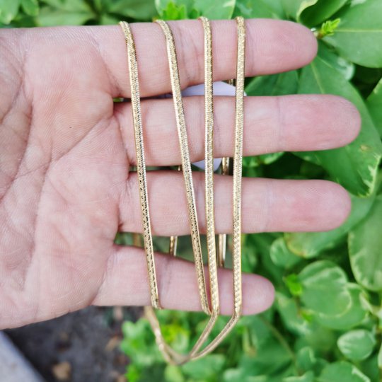 24K Gold Plated Herringbone Necklace 23.7" Width 2.5mm Necklace w/ Lobster Clasps | CN-813 Clearance Pricing - DLUXCA