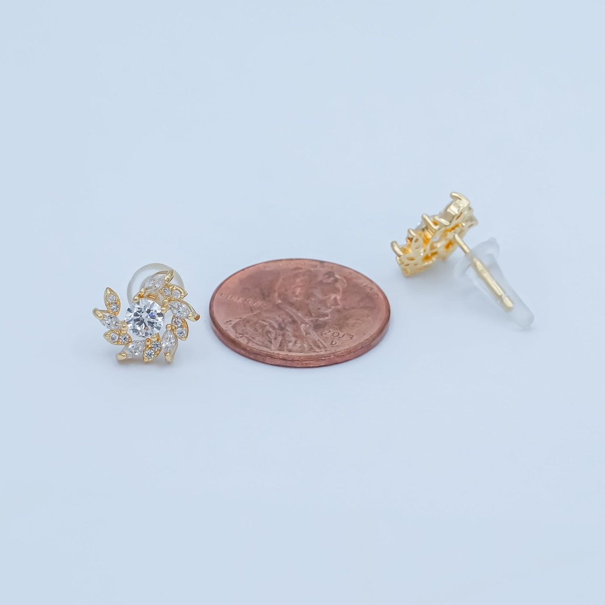 24K Gold Plated Marquise Micro Paved CZ Spiral Stud Earrings Set in Gold & Silver | AB488 AB549 
