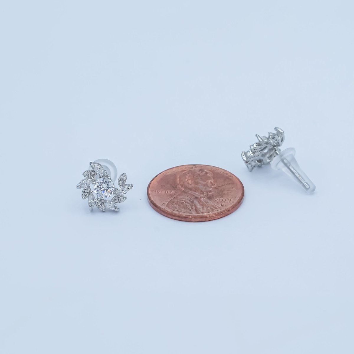 24K Gold Plated Marquise Micro Paved CZ Spiral Stud Earrings Set in Gold & Silver | AB488 AB549 
