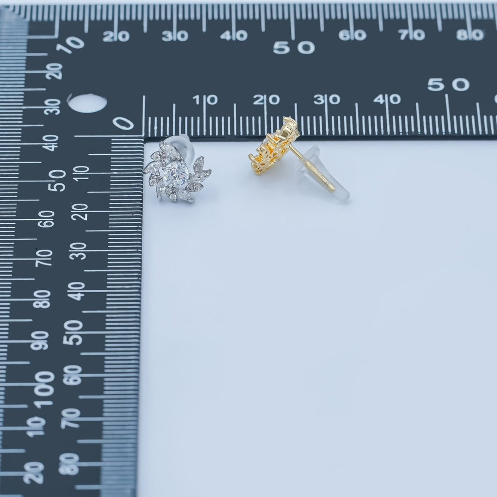 24K Gold Plated Marquise Micro Paved CZ Spiral Stud Earrings Set in Gold & Silver | AB488 AB549 