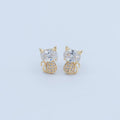 24K Gold Plated Micro Paved CZ Kitten Cat Stud Earrings Set in Gold & Silver | AB222 AB223 - DLUXCA