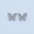 24K Gold Plated Micro Paved CZ Shell Pearl Butterfly Stud Earrings Set in Gold & Silver | AB263 AB264 - DLUXCA