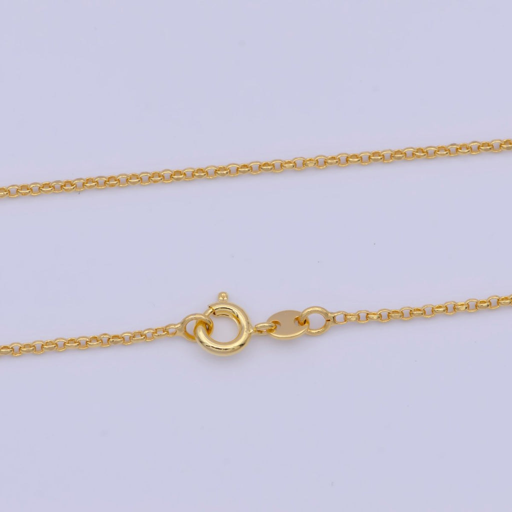 24k Gold Plated Rolo Link Chain Necklace 1.3mm Yellow ROLO Link Chain Layering Necklace | WA-1123 WA-1124 Clearance Pricing