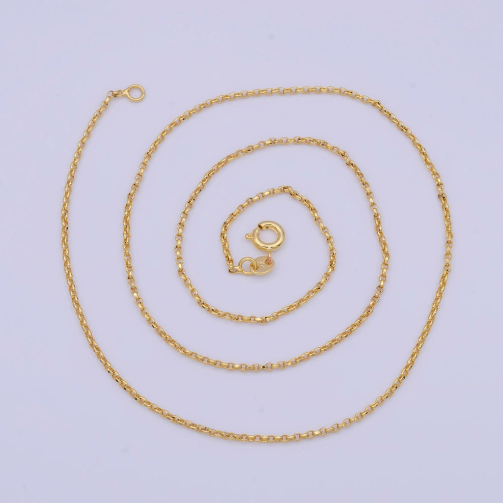 24k Gold Plated Rolo Link Chain Necklace 1.3mm Yellow ROLO Link Chain Layering Necklace | WA-1123 WA-1124 Clearance Pricing