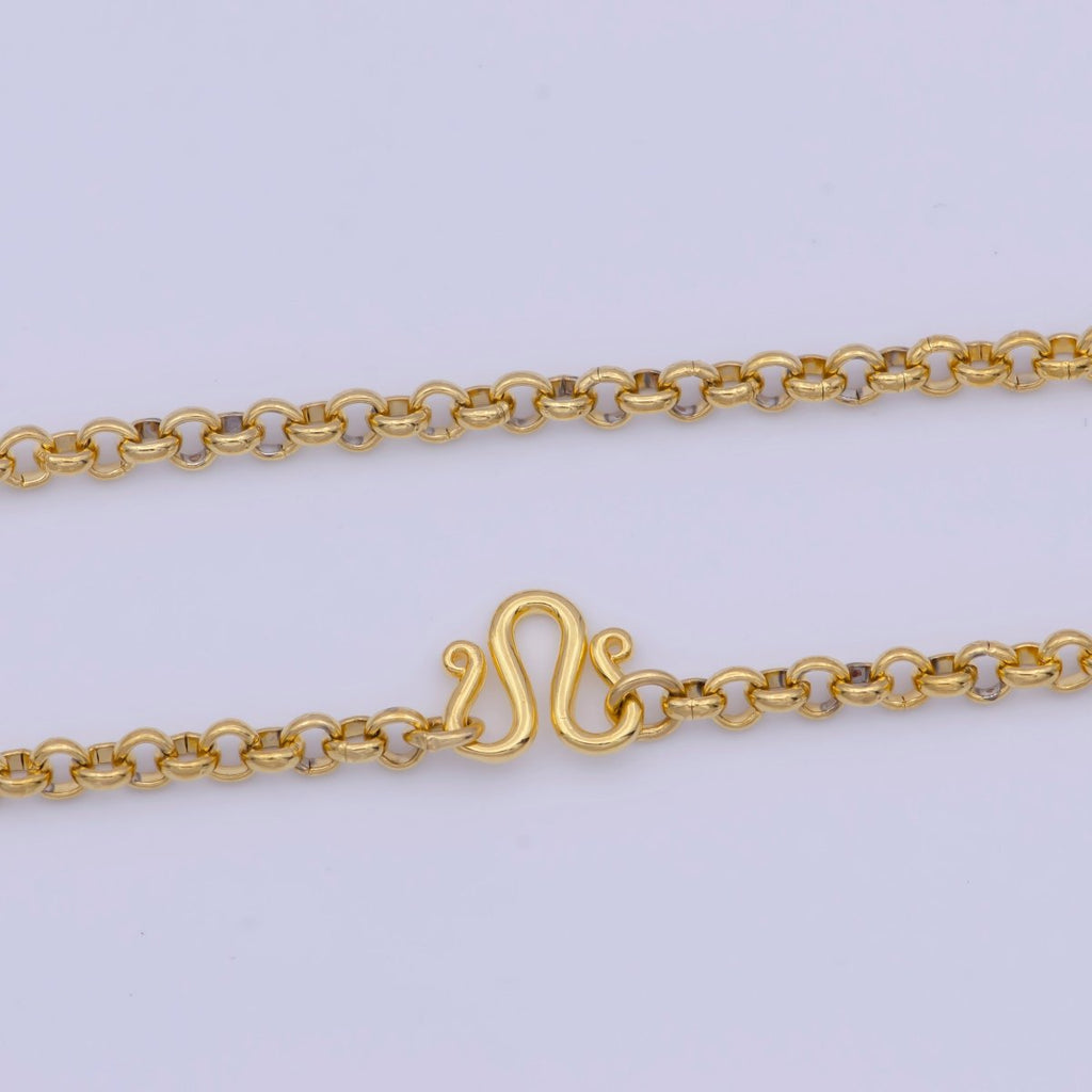 24k Gold Plated Rolo Link Chain Necklace 3.1mm Yellow ROLO Link Chain Layering Necklace | WA-1126 Clearance Pricing - DLUXCA