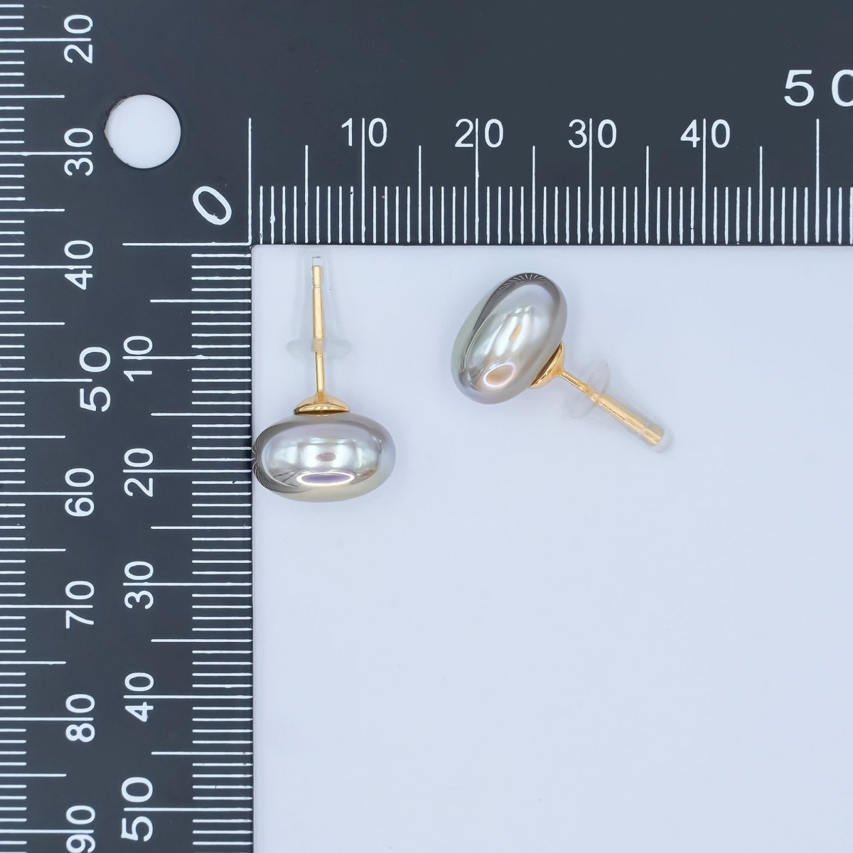 24K Gold Plated Shell Pearl CZ Button Stud Earrings in Gold & Silver | AB324 AB328 