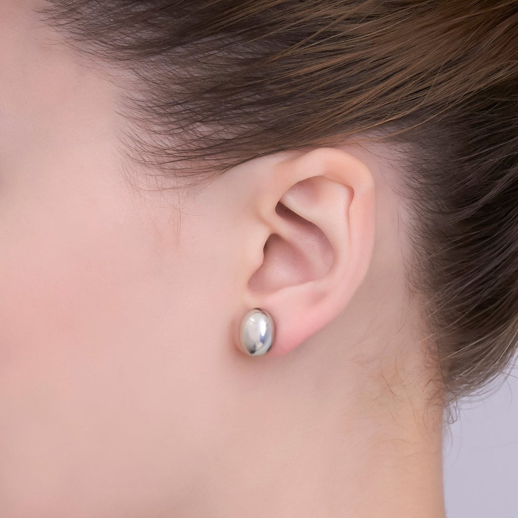 24K Gold Plated Shell Pearl CZ Button Stud Earrings in Gold & Silver | AB324 AB328 