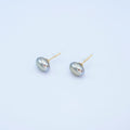 24K Gold Plated Shell Pearl CZ Button Stud Earrings in Gold & Silver | AB324 AB328 