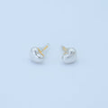 24K Gold Plated White Shell Pearl Heart Stud Earrings in Gold & Silver | T439 T440 - DLUXCA
