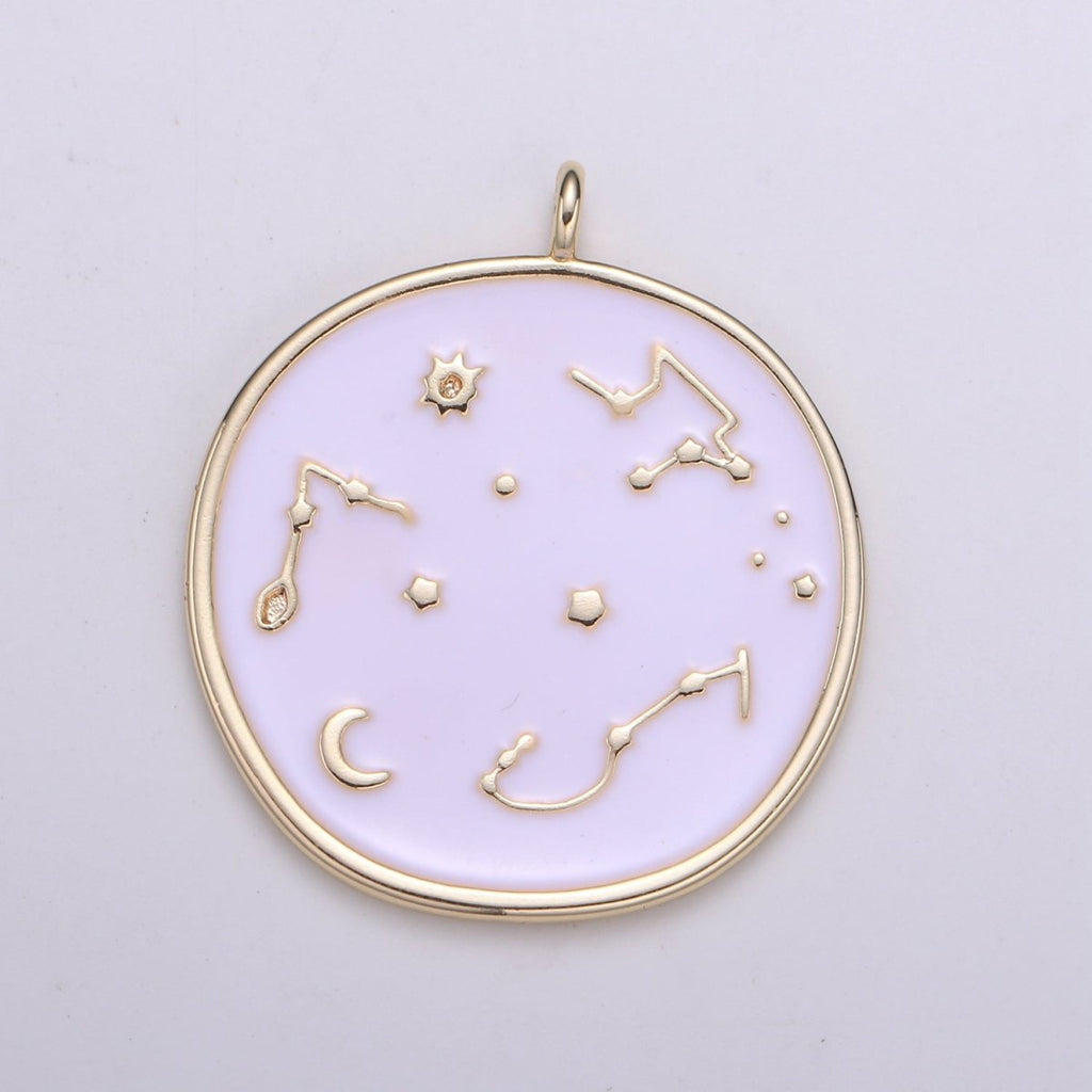 24k Gold Solar System Astrology Charm, Enamel Universe Pendant, Zodiac Gold Charm, For DIY Necklace Bracelet Earring  E-153