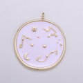 24k Gold Solar System Astrology Charm, Enamel Universe Pendant, Zodiac Gold Charm, For DIY Necklace Bracelet Earring  E-153