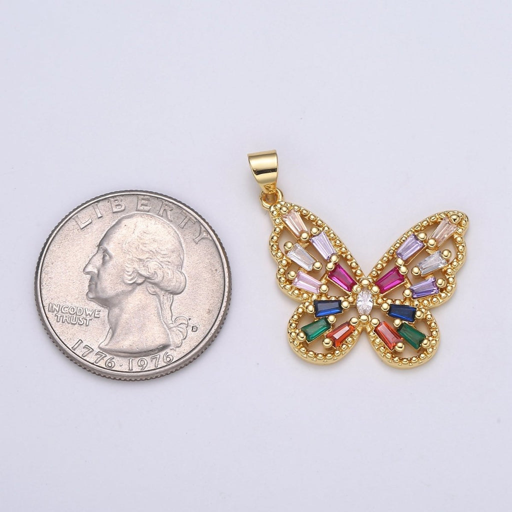 24K Rainbow Gold plated Butterfly - J-282 - DLUXCA