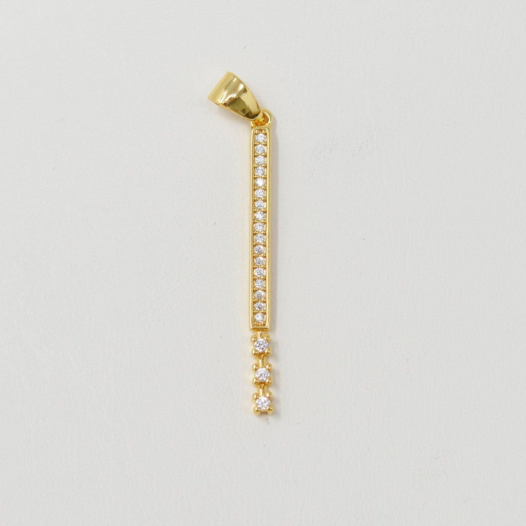 24K Simple Minimalist Long Vertical Line Gold plated Pendants J-279 - DLUXCA