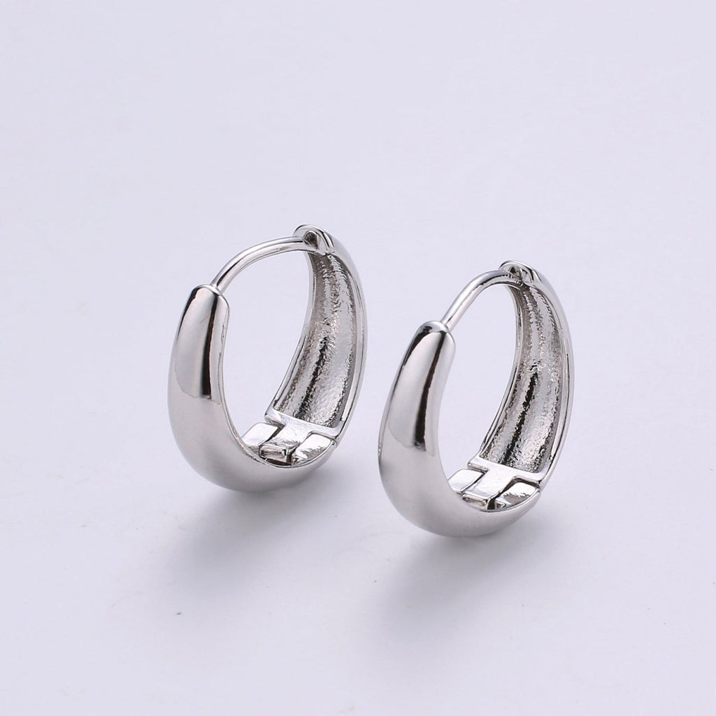 24k Vermeil Gold Earrings, Huggie Earring, Tiny Earrings, Smooth Plated Earrings, Handmade Earring, Everyday Wear Earrings, 20mm Earring K-702 K-704 - DLUXCA