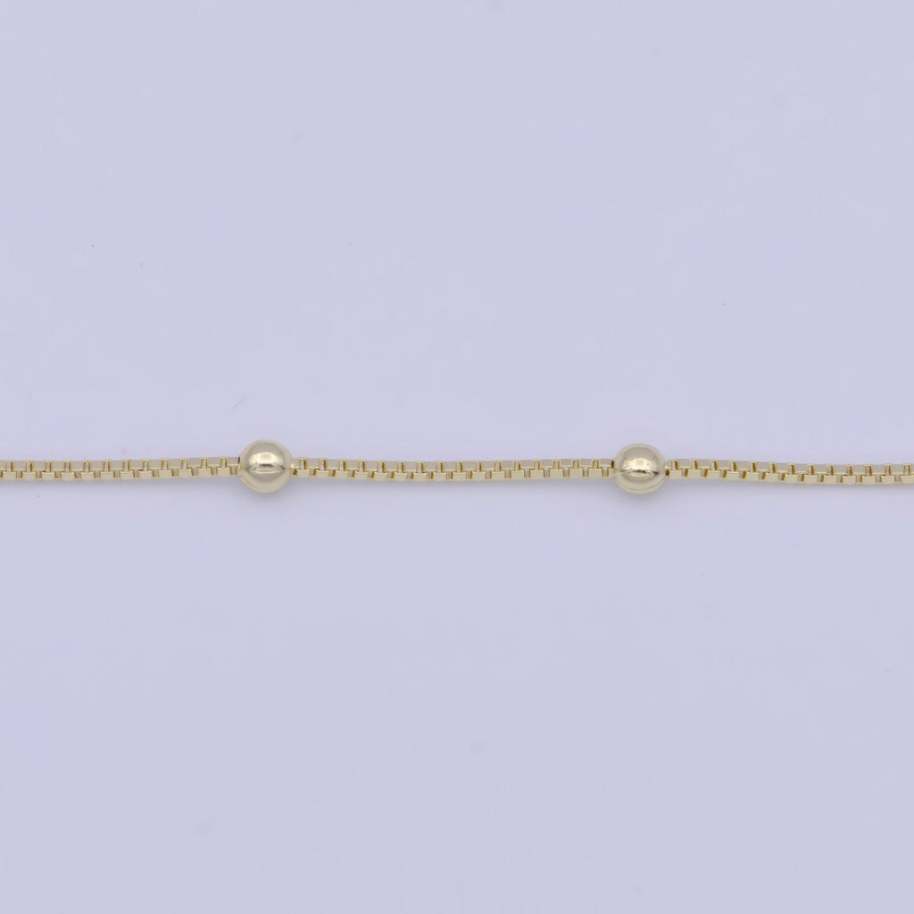 2.4mm Satellite Bead Box 16 Inch Gold Chain with Lobster Clasps Necklace For Jewelry Making | WA-1109 Clearance Pricing - DLUXCA