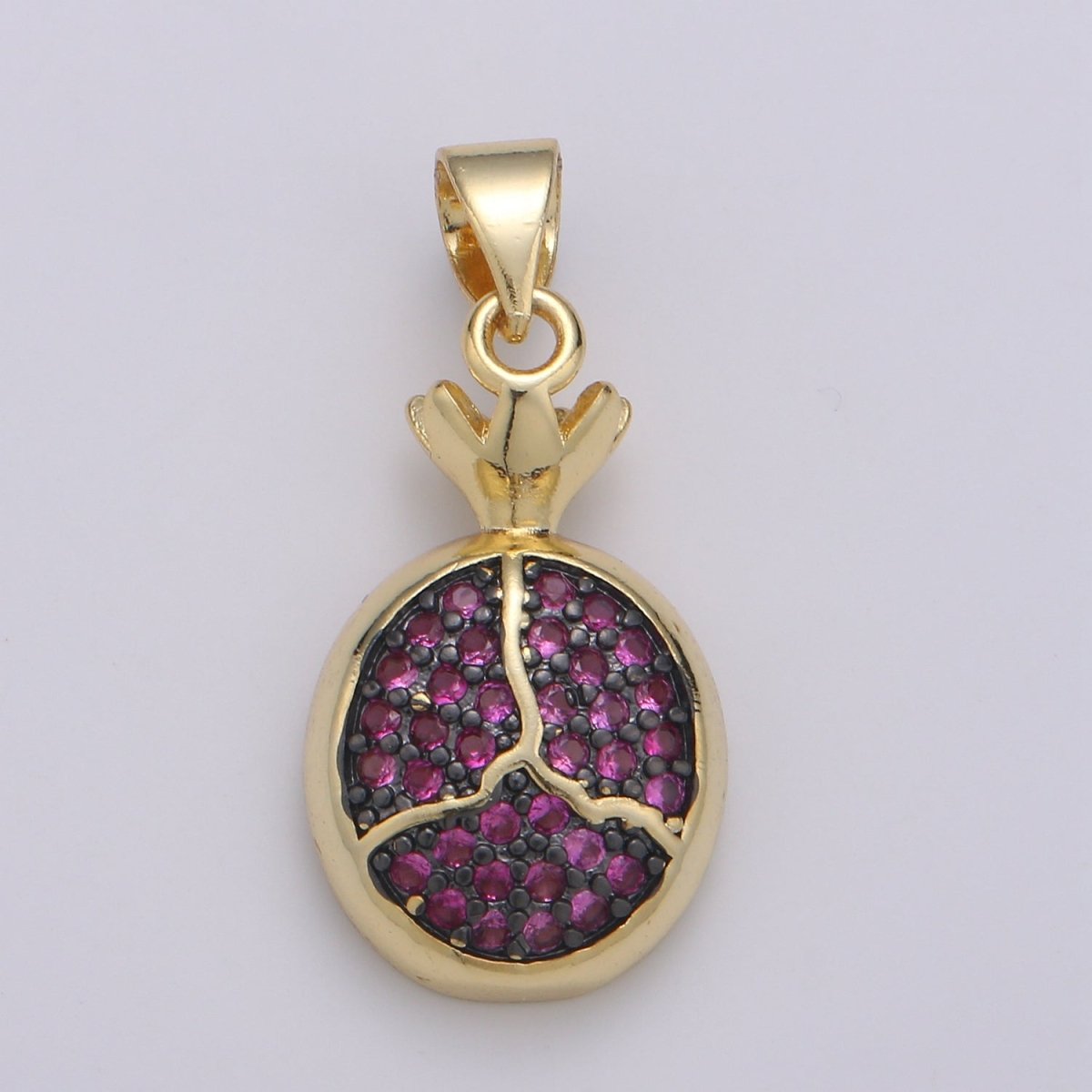 24x11mm Wholesale 24K Gold Plated Circle Pendant with Pink Rhinestones, Pendant for Necklace Bracelet Anklet Making J-218 - DLUXCA