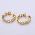 25mm Large Gold Link Hoops, 24k Gold plated Hoop Earrings, Chunky Hoop Earrings, Big Hoop Earrings, Bold Chain Hoops for everyday wear Q-351 - DLUXCA