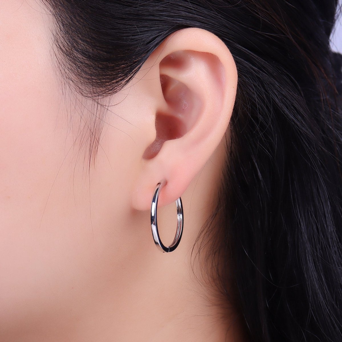 25mm Minimalist Endless Hoop Earrings in Gold & Silver | AB-065 AB-066