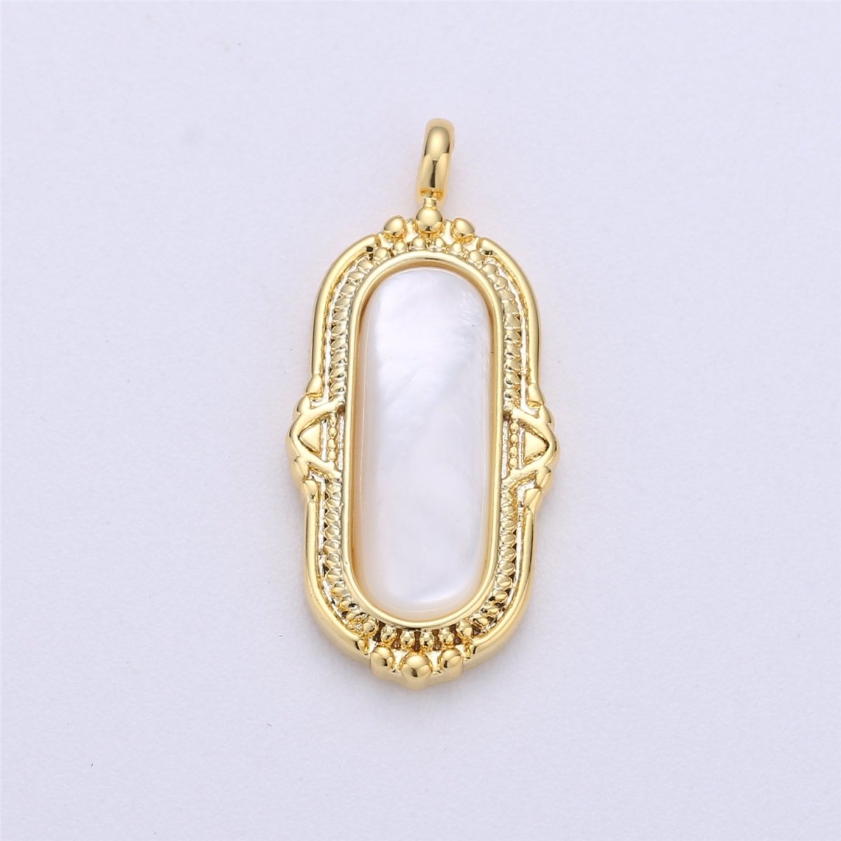 25x12mm Oval Charm, mother of pearl in 24k Gold plated for Necklace Earring Component Pink White Black Pearl Charm, D-805, D-806 - DLUXCA