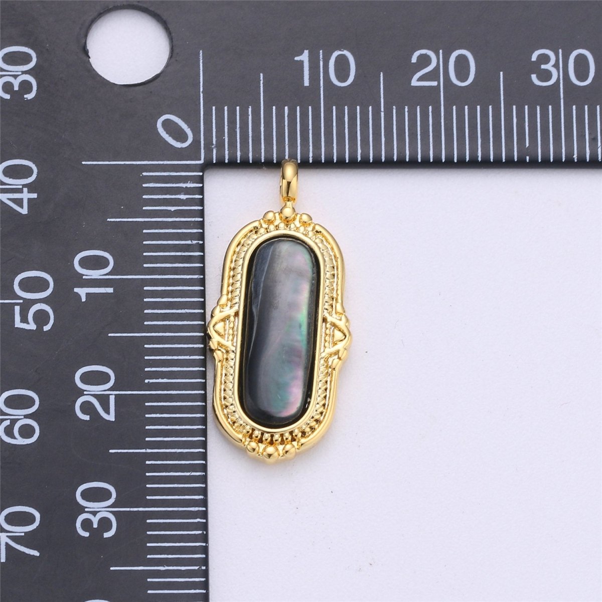 25x12mm Oval Charm, mother of pearl in 24k Gold plated for Necklace Earring Component Pink White Black Pearl Charm, D-805, D-806 - DLUXCA