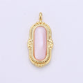 25x12mm Oval Charm, mother of pearl in 24k Gold plated for Necklace Earring Component Pink White Black Pearl Charm, D-805, D-806 - DLUXCA