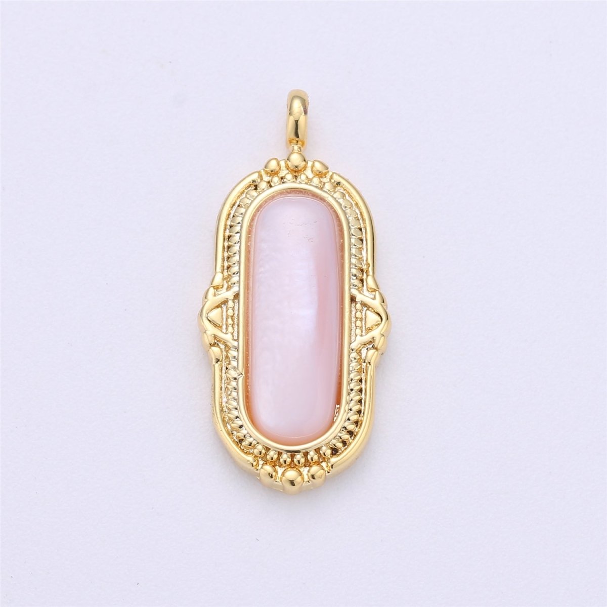 25x12mm Oval Charm, mother of pearl in 24k Gold plated for Necklace Earring Component Pink White Black Pearl Charm, D-805, D-806 - DLUXCA
