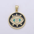 25x20mm Wholesale Gold-plated Evil Eye Pendant Charm with Rhinestones, Red, Black, or White Options, Pendant for Necklace Bracelet Anklet Making J-135~J-137