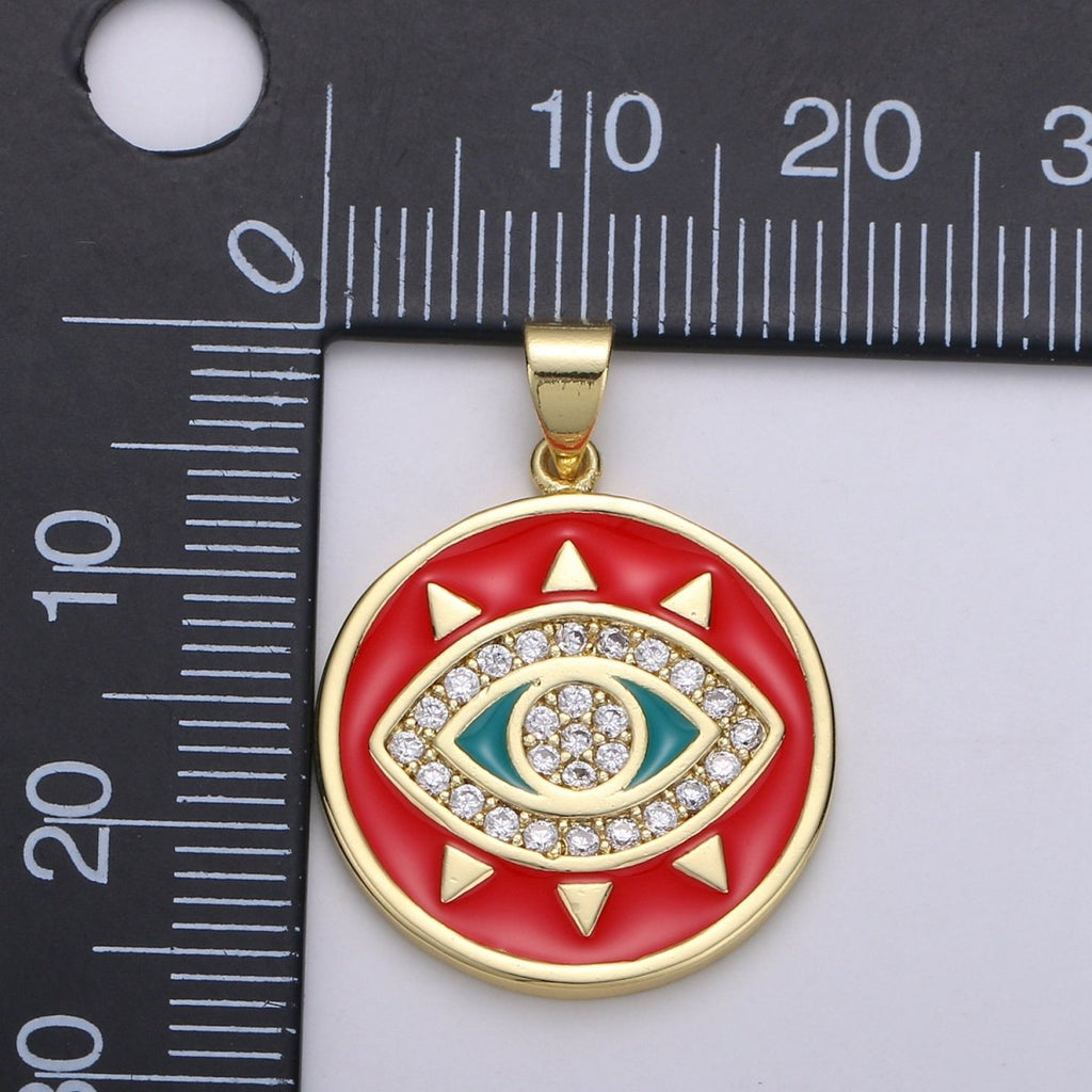 25x20mm Wholesale Gold-plated Evil Eye Pendant Charm with Rhinestones, Red, Black, or White Options, Pendant for Necklace Bracelet Anklet Making J-135~J-137