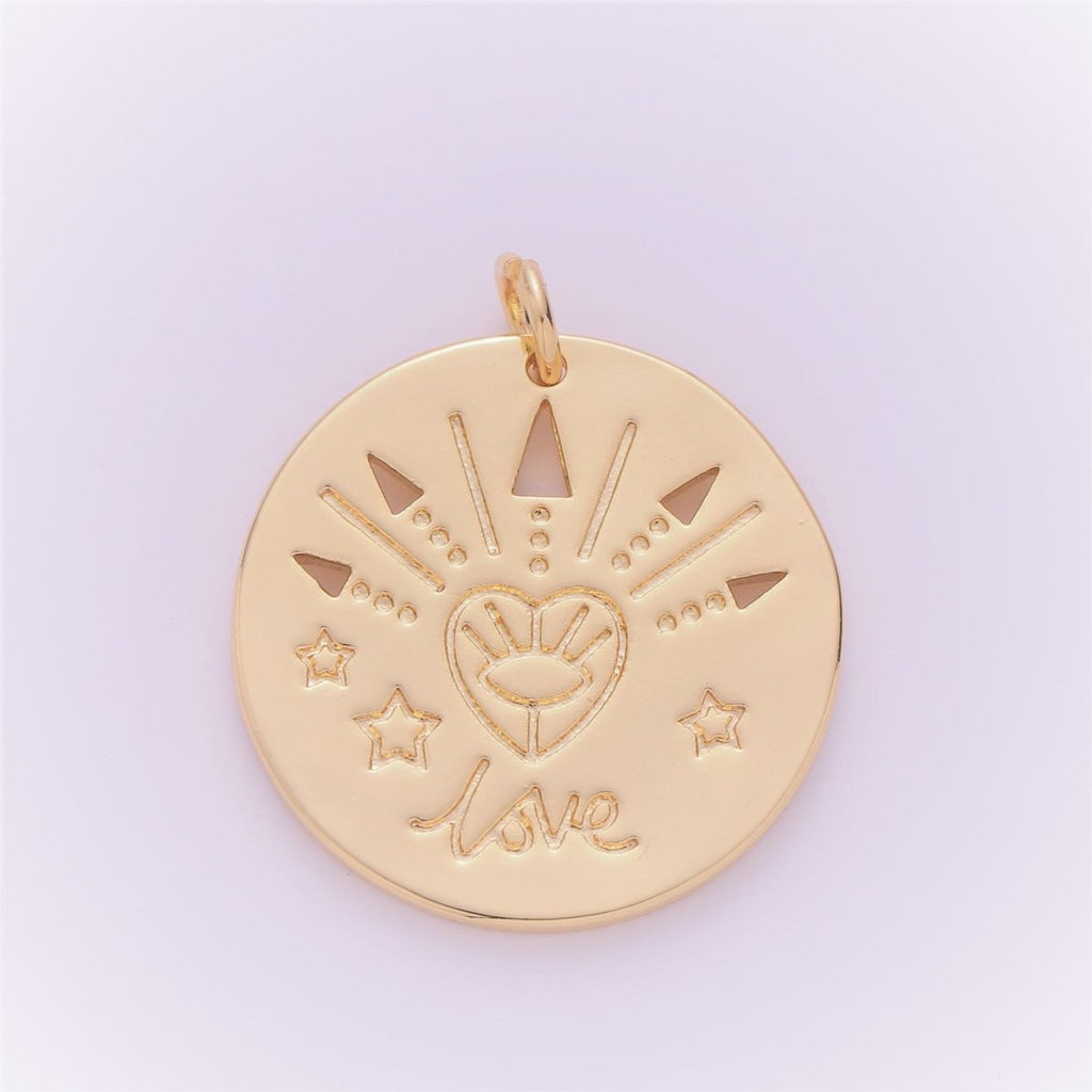 28K Gold plated Love Coin Charm E-150 - DLUXCA