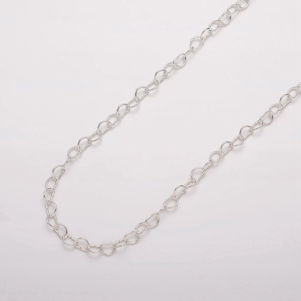 2.8mm Heart Chain - 925 sterling silver Heart Cable Chain Wholesale Jewelry Making for Necklace Bracelet Anklet Permanent Jewelry Supply ROLL-1485 - DLUXCA