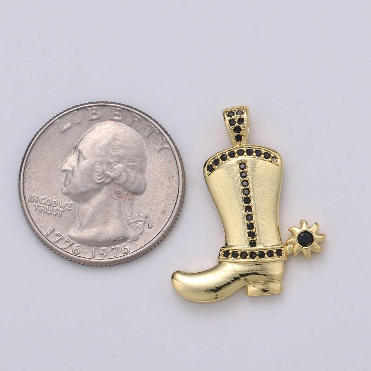 28x23mm Wholesale Gold-plated Gold or Silver Cowboy Boot Pendant Charm with Black Rhinestones, Pendant for Necklace Bracelet Anklet Making J-154 J-155