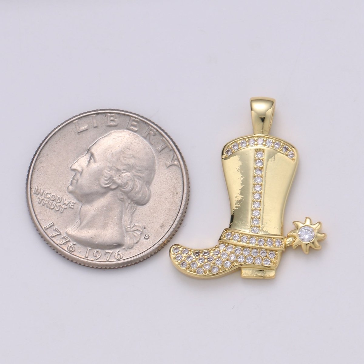 28x23mm Wholesale Gold-plated Gold or Silver Cowboy Boot Pendant Charm with Rhinestones, Pendant for Necklace Bracelet Anklet Making J-150 J-151 - DLUXCA