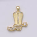 28x23mm Wholesale Gold-plated Gold or Silver Cowboy Boot Pendant Charm with Rhinestones, Pendant for Necklace Bracelet Anklet Making J-150 J-151 - DLUXCA