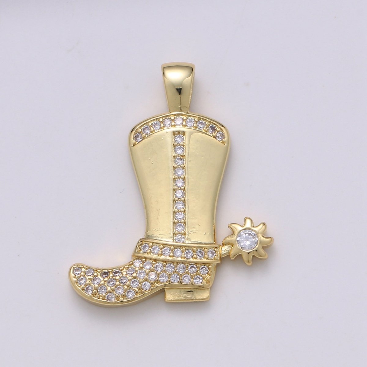 28x23mm Wholesale Gold-plated Gold or Silver Cowboy Boot Pendant Charm with Rhinestones, Pendant for Necklace Bracelet Anklet Making J-150 J-151 - DLUXCA