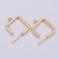 2pcs Open Ear Hoop Square Earring Hoop Findings for Necklace Jewelry Making in 18k Gold plated K-039 - DLUXCA