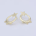 30mm Gold Star Hoop Earring w/ open link for Charm in 24K gold plated, Lead and Nickel free, Star Stud earring supply Component K-266 - DLUXCA