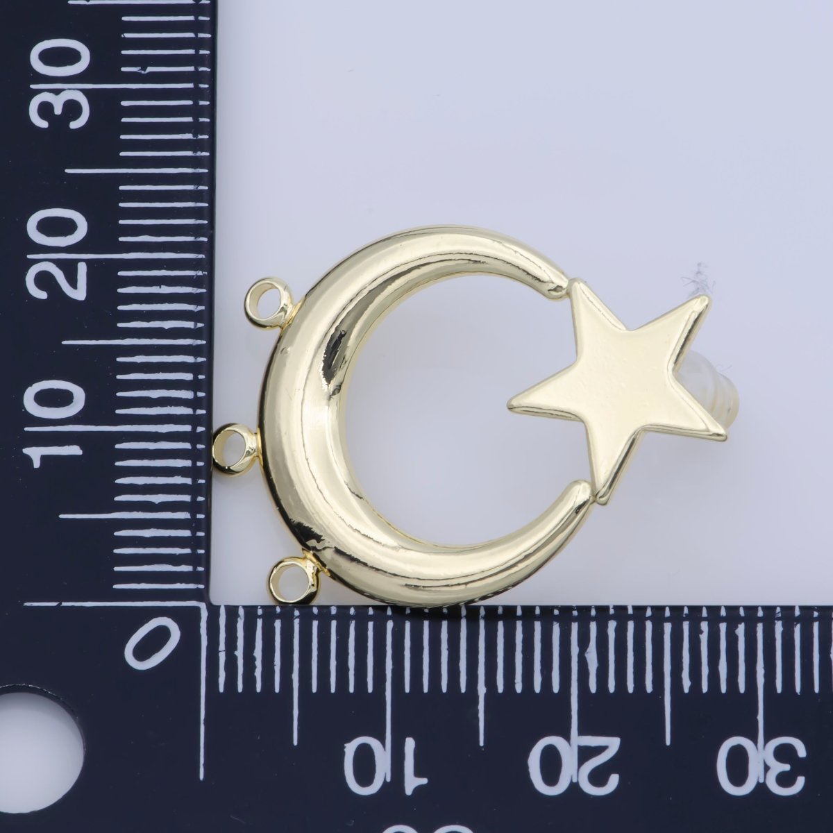 30mm Gold Star Hoop Earring w/ open link for Charm in 24K gold plated, Lead and Nickel free, Star Stud earring supply Component K-266 - DLUXCA