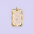 30mm Gold Textured Rhombus Tag Charm | D-492 - DLUXCA