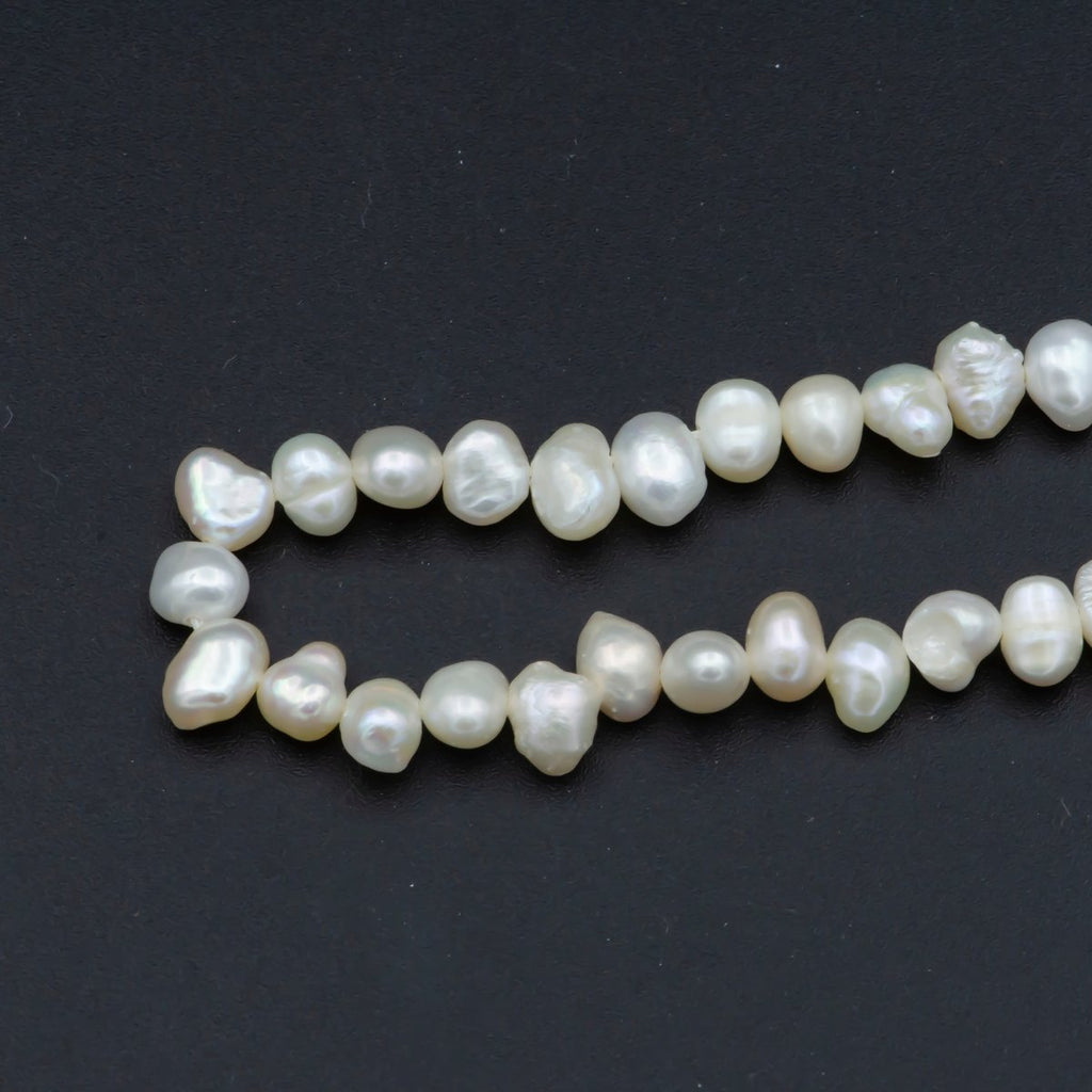 3.2-5.3mm Baroque Pearl Freshwater Pearl white nugget pearl beads full strand Wholesale Bulk | WA-566 Clearance Pricing - DLUXCA