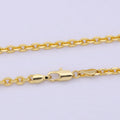 3.26 mm Cable Chain | Gold plated Cable Necklace | Unisex Men Woman Necklace 17.7 inch | WA-796 Clearance Pricing - DLUXCA