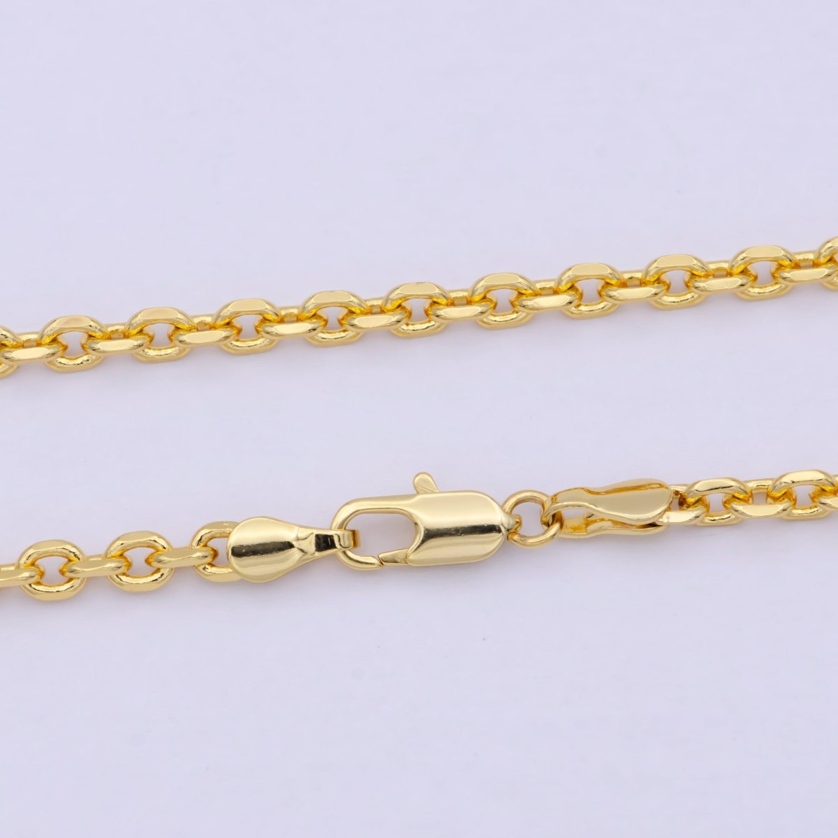 3.26 mm Cable Chain | Gold plated Cable Necklace | Unisex Men Woman Necklace 17.7 inch | WA-796 Clearance Pricing - DLUXCA