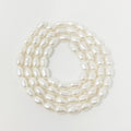 3.5mm - 4mm Ringed Button Oval White Freshwater Pearl Jewelry Making Strand | WA-034 Clearance Pricing - DLUXCA