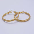 38mm Curb Snake Chain Hoops Stud Latch Statement  Gold, Silver Earrings | AD-201 AD-202