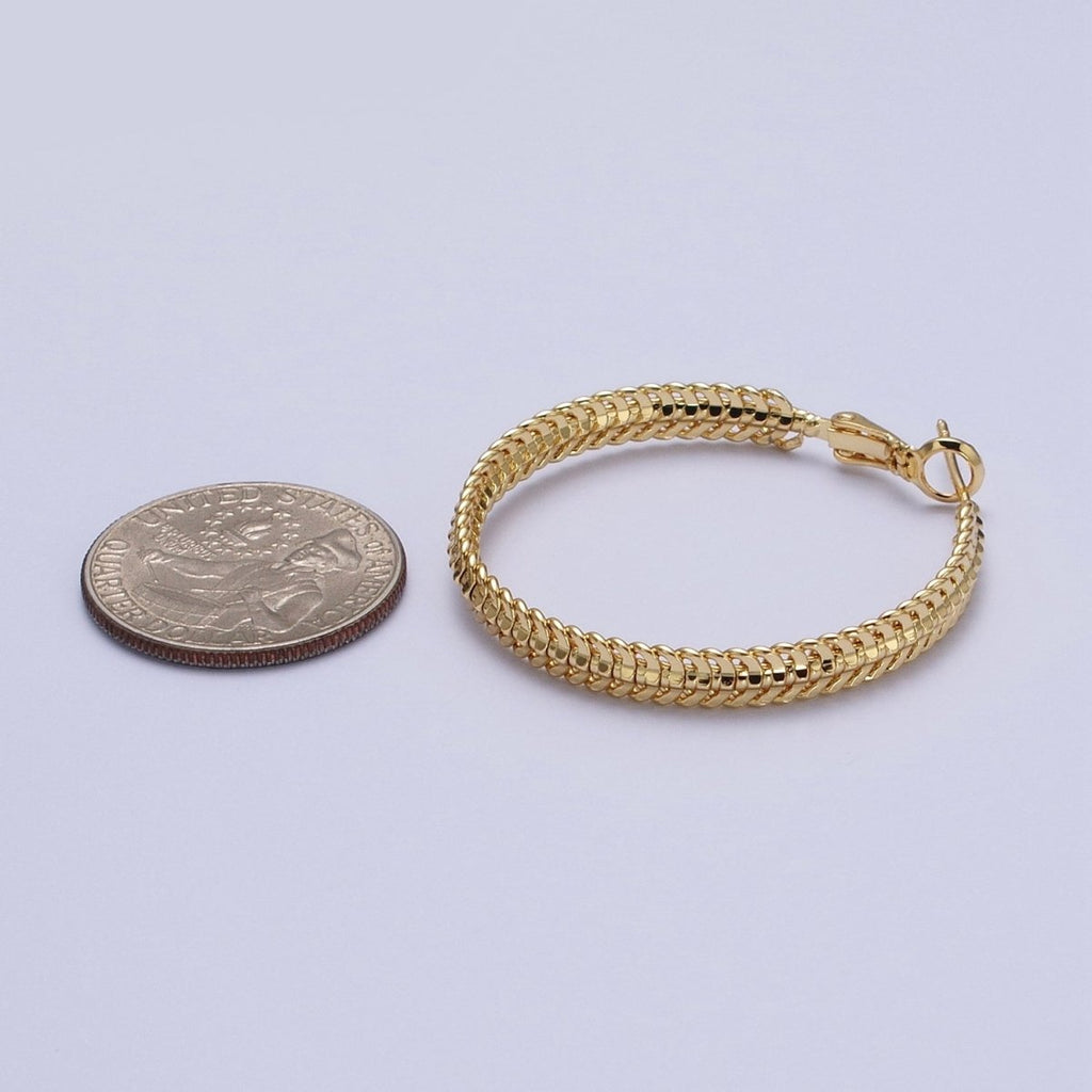 38mm Curb Snake Chain Hoops Stud Latch Statement  Gold, Silver Earrings | AD-201 AD-202