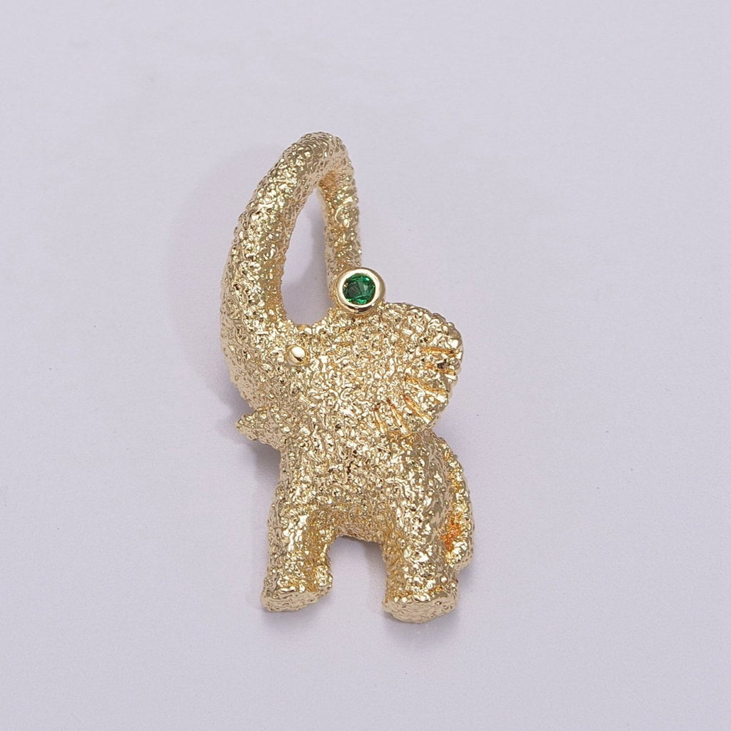 3D Elephant Charm Textured Gold / Silver Animal Jewelry Craft Supply Gold Plated over Brass E-609 E-610