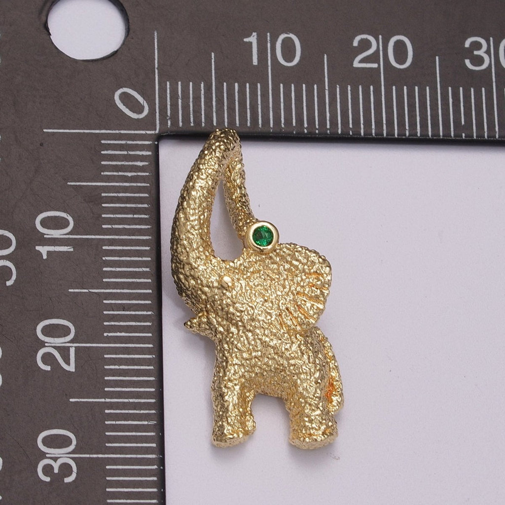 3D Elephant Charm Textured Gold / Silver Animal Jewelry Craft Supply Gold Plated over Brass E-609 E-610