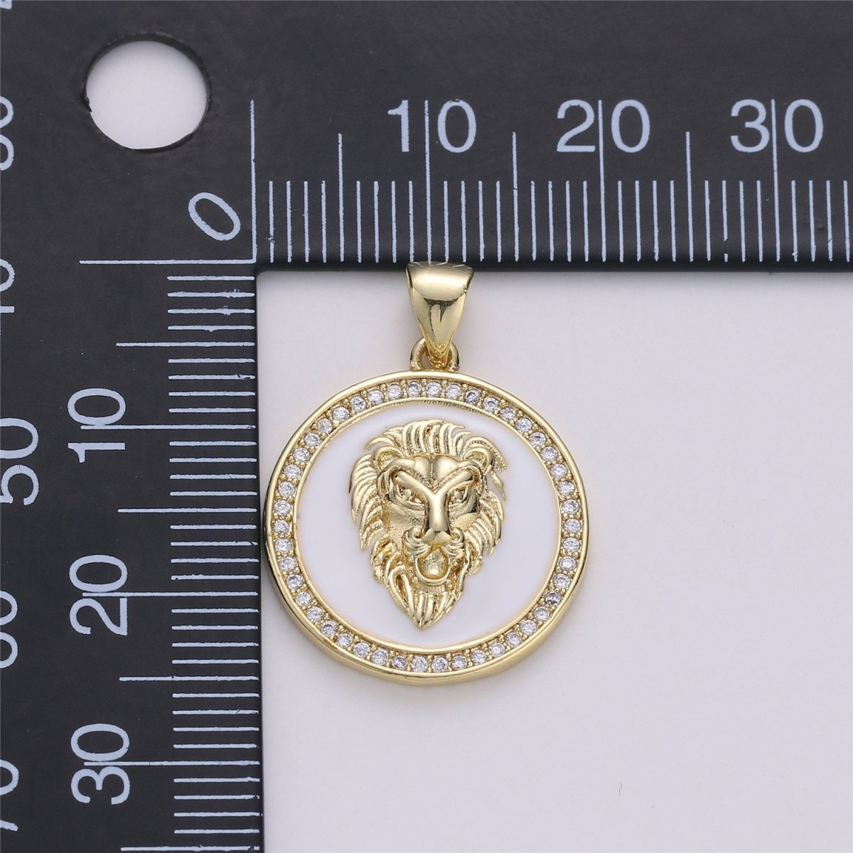 3D Micro Pave Charm Gold plated Medallion, Lion Medallion, Lion Pendant, Lion Jewelry, Lion Necklace Charm for Statement Necklace Component I-583 - DLUXCA