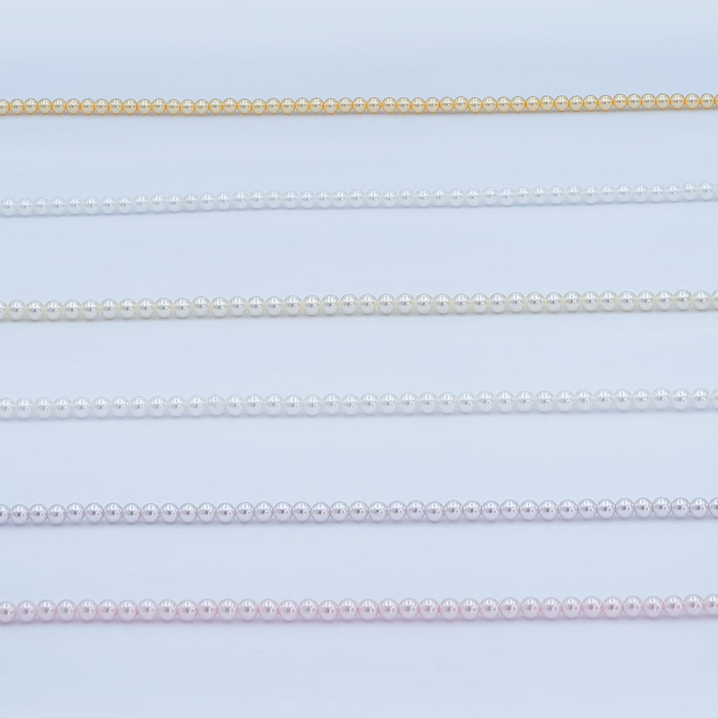 3mm Round White, Purple, Pink Shell Pearl Strand | WA - 2986 ~ WA - 3010 - DLUXCA
