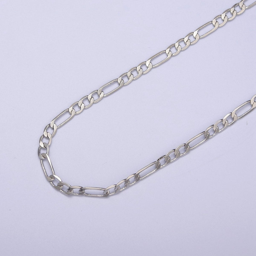 3mm Silver Figaro Chain by Yard for Jewelry Making Supply | ROLL-763 Clearance Pricing