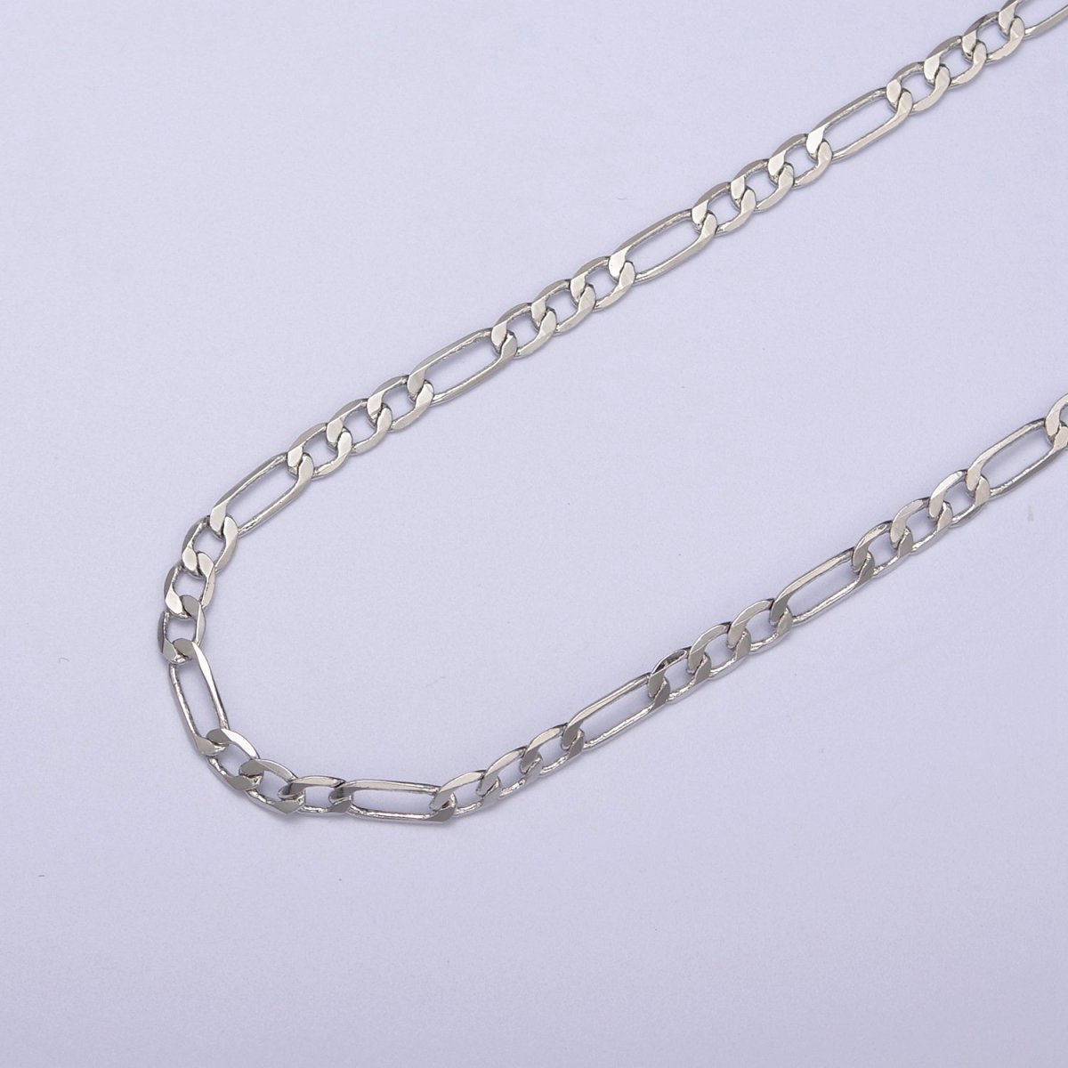 3mm Silver Figaro Chain by Yard for Jewelry Making Supply | ROLL-763 Clearance Pricing